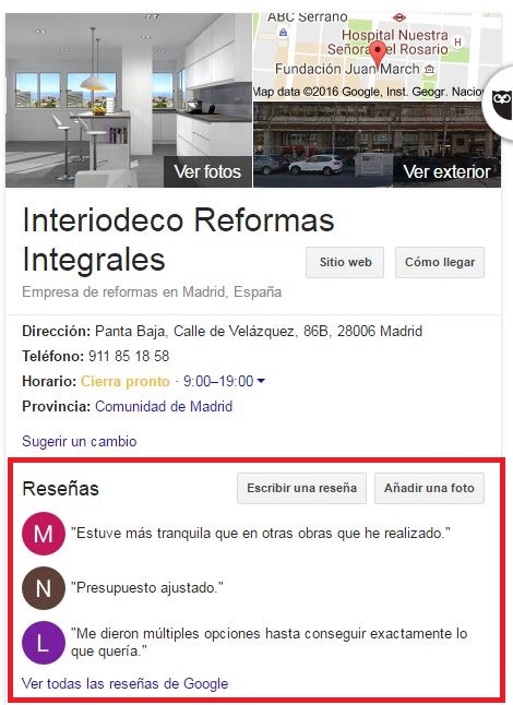 reseñas google my business